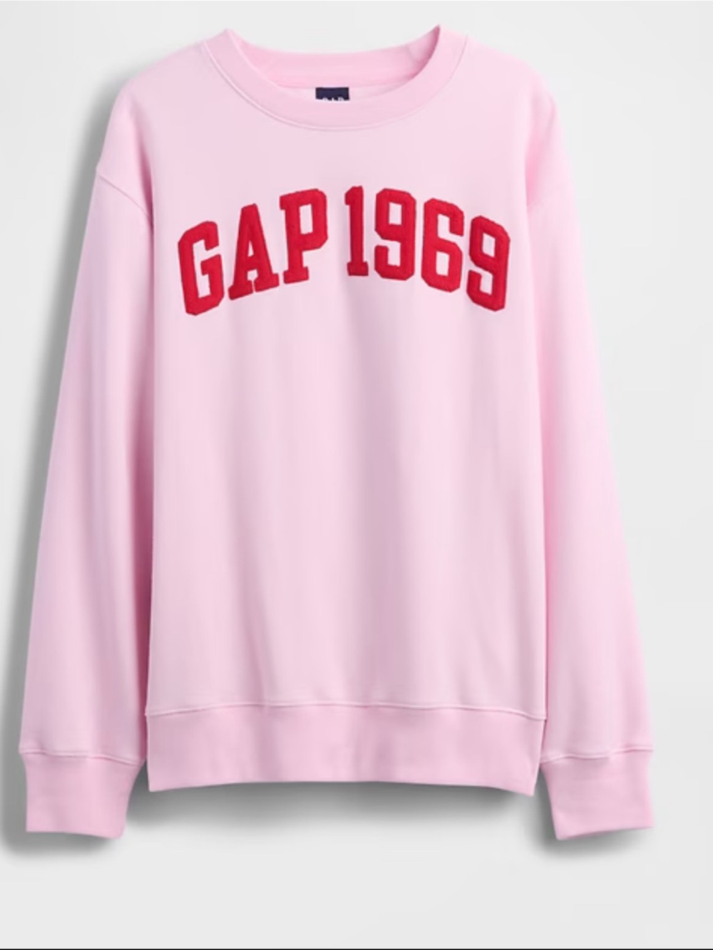 Vintage soft Gap logo tunic Pink Crewneck Sweatshirt with Red 'GAP 1969' Logo